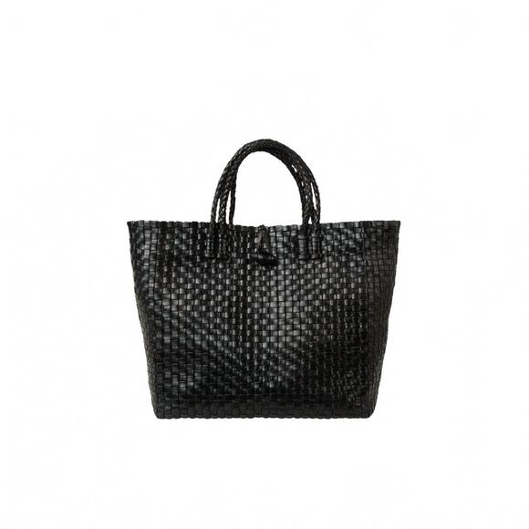 NEW SARAH STEWART women's laura braided leather tote in black